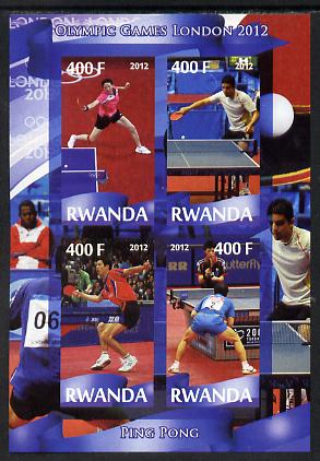 Rwanda 2012 London Olympic Games - Table Tennis imperf sheetlet containing 4 values unmounted mint