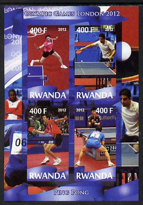 Rwanda 2012 London Olympic Games - Table Tennis imperf sheetlet containing 4 values unmounted mint
