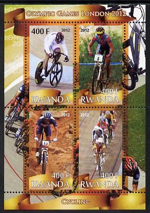 Rwanda 2012 London Olympic Games - Cycling perf sheetlet containing 4 values unmounted mint