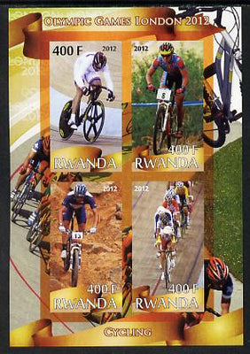 Rwanda 2012 London Olympic Games - Cycling imperf sheetlet containing 4 values unmounted mint