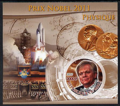 Mali 2012 Nobel Prize for Physics - Brian P Schmidt imperf souvenir sheet containing circular stamp unmounted mint