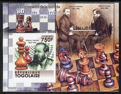 Togo 2011 Chess - Wilhelm Steinitz #4 imperf m/sheet unmounted mint. Note this item is privately produced and is offered purely on its thematic appeal