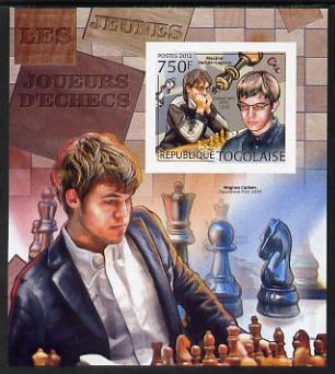 Togo 2012 Chess Players - Maxime Vachier-Lagrave & Magnus Carlsen imperf m/sheet unmounted mint. Note this item is privately produced and is offered purely on its thematic appeal