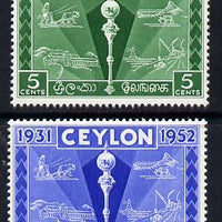 Ceylon 1952 Colombo Plan Exhibition set of 2 unmounted mint SG 431-2