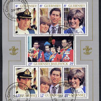 Guernsey 1981 Royal Wedding perf sheetlet containing set of 7 values fine cds used, SG MS 239