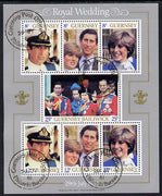 Guernsey 1981 Royal Wedding perf sheetlet containing set of 7 values fine cds used, SG MS 239
