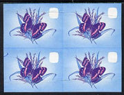 Lesotho 1984 Butterflies Mountain Beauty 2s in unmounted mint imperf proof block of 4 in blue & magenta only - some creasing, as SG 564