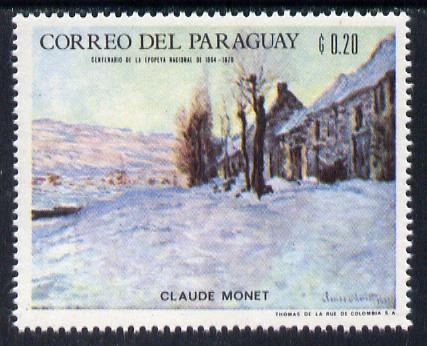 Paraguay 1968 Winter Olympics - Impressionist Paintings - Claude Monet 20c unmounted mint, Mi 1816