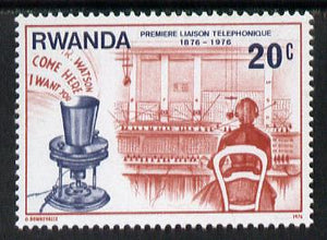 Rwanda 1976 Bell's Experimental Telephone & Manual Switchboard 20c from Telephone Centenary set unmounted mint, SG 751*