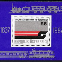 Austria 1987 150th Anniv of Austrian Railways sheetlet unmounted mint, SG MS2110