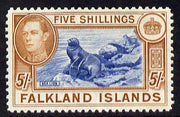Falkland Islands 1938-50 KG6 Sealion 5s mounted mint, SG 161