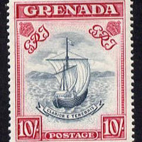 Grenada 1938-50 KG6 definitive Badge of Colony 10s P14 (narrow) mounted mint SG 163e