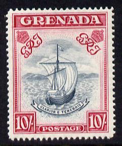 Grenada 1938-50 KG6 definitive Badge of Colony 10s P14 (narrow) mounted mint SG 163e