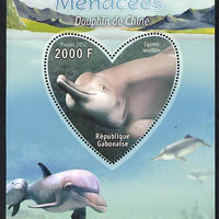 Gabon 2012 Endangered Species - China Dolphin perf souvenir sheet containing heart-shaped stamp unmounted mint