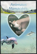 Gabon 2012 Endangered Species - China Dolphin imperf souvenir sheet containing heart-shaped stamp unmounted mint