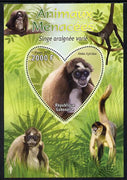 Gabon 2012 Endangered Species - Brown Spider Monkey perf souvenir sheet containing heart-shaped stamp unmounted mint