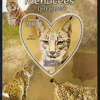 Gabon 2012 Endangered Species - Iberian Lynx perf souvenir sheet containing heart-shaped stamp unmounted mint