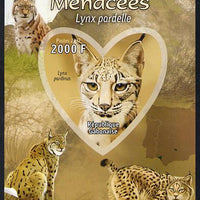 Gabon 2012 Endangered Species - Iberian Lynx imperf souvenir sheet containing heart-shaped stamp unmounted mint