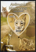 Gabon 2012 Endangered Species - Iberian Lynx imperf souvenir sheet containing heart-shaped stamp unmounted mint
