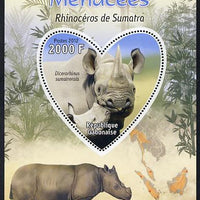 Gabon 2012 Endangered Species - Sumatran Rhinoceros perf souvenir sheet containing heart-shaped stamp unmounted mint