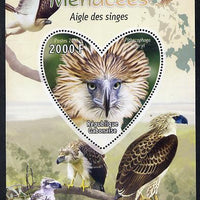 Gabon 2012 Endangered Species - Philippine Eagle perf souvenir sheet containing heart-shaped stamp unmounted mint