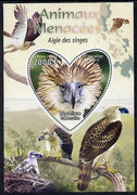 Gabon 2012 Endangered Species - Philippine Eagle perf souvenir sheet containing heart-shaped stamp unmounted mint