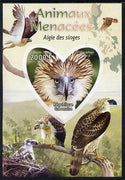 Gabon 2012 Endangered Species - Philippine Eagle imperf souvenir sheet containing heart-shaped stamp unmounted mint