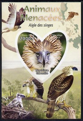Gabon 2012 Endangered Species - Philippine Eagle imperf souvenir sheet containing heart-shaped stamp unmounted mint