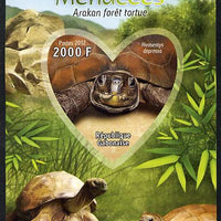 Gabon 2012 Endangered Species - Arakan Forest Turtle imperf souvenir sheet containing heart-shaped stamp unmounted mint