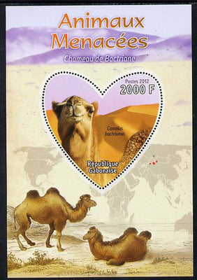 Gabon 2012 Endangered Species - Bactrian Camel perf souvenir sheet containing heart-shaped stamp unmounted mint