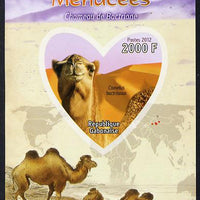 Gabon 2012 Endangered Species - Bactrian Camel imperf souvenir sheet containing heart-shaped stamp unmounted mint