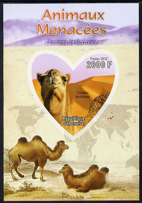 Gabon 2012 Endangered Species - Bactrian Camel imperf souvenir sheet containing heart-shaped stamp unmounted mint