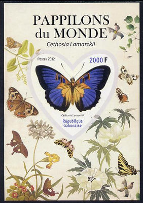 Gabon 2012 Butterflies of the World #1 - Cethosia lamarckii imperf souvenir sheet containing heart-shaped stamp unmounted mint