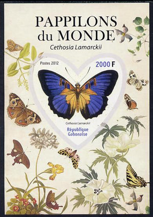 Gabon 2012 Butterflies of the World #1 - Cethosia lamarckii imperf souvenir sheet containing heart-shaped stamp unmounted mint