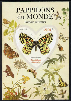 Gabon 2012 Butterflies of the World #3 - Rumina australis imperf souvenir sheet containing heart-shaped stamp unmounted mint