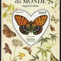 Gabon 2012 Butterflies of the World #4 - Argynnis idalia perf souvenir sheet containing heart-shaped stamp unmounted mint