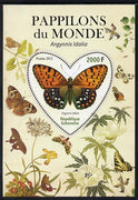 Gabon 2012 Butterflies of the World #4 - Argynnis idalia perf souvenir sheet containing heart-shaped stamp unmounted mint