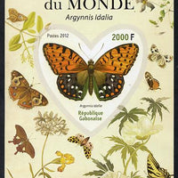 Gabon 2012 Butterflies of the World #4 - Argynnis idalia imperf souvenir sheet containing heart-shaped stamp unmounted mint