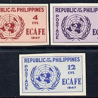Philippines 1947 Conference of Economic Commission in Asia imperf set of 3 unmounted mint, SG 648-50