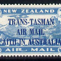 New Zealand 1934 Trans-Tasman Faith in Australia 7d blue lightly mounted mint SG 554