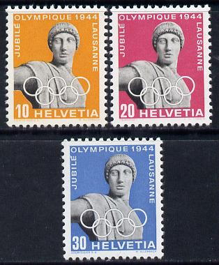 Switzerland 1944 Olympic Games Jubilee set of 3 unmounted mint SG 434-6