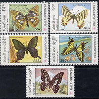 Laos 1991 Phila Nippon 91 Stamp Exhibition - Butterflies perf set of 5 unmounted mint, SG 1267-71