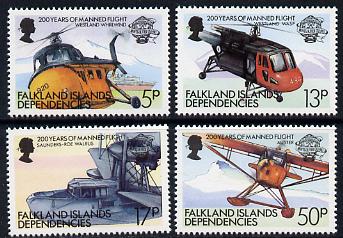 Falkland Islands 1983 Bicentenary of Manned Flight perf set of 4 unmounted mint SG 463-6