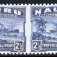 Nauru 1924-48 Century 2.5d dull blue horizontal pair imperf between,,'Maryland' forgery on gummed paper, as SG 308b - the word Forgery is either handstamped or printed on the back and comes on a presentation card with descriptive notes