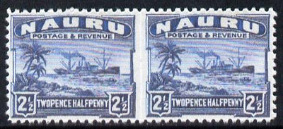 Nauru 1924-48 Century 2.5d dull blue horizontal pair imperf between,,'Maryland' forgery on gummed paper, as SG 308b - the word Forgery is either handstamped or printed on the back and comes on a presentation card with descriptive notes