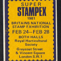 Cinderella - Great Britain 1981 Super Stampex self adhesive Exhibition label