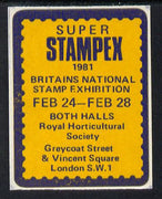 Cinderella - Great Britain 1981 Super Stampex self adhesive Exhibition label