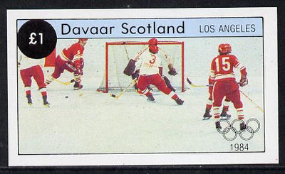 Davaar Island 1984 Los Angeles Olympic Games (Ice Hockey) imperf souvenir sheet (£1 value) unmounted mint