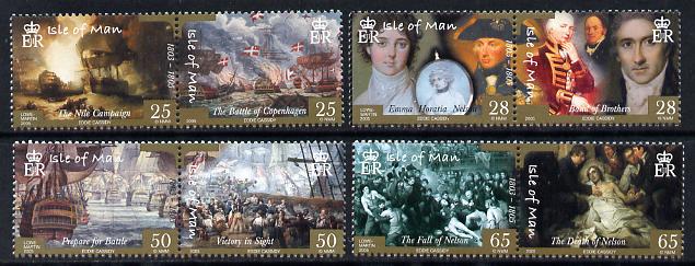 Isle of Man 2005 Bicentenary of Battle of Trafalgar perf set of 8 (4 se-tenant pairs) unmounted mint SG 1199-1206