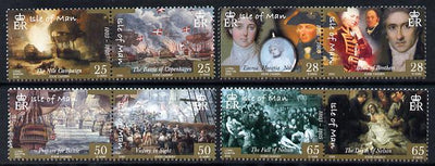 Isle of Man 2005 Bicentenary of Battle of Trafalgar perf set of 8 (4 se-tenant pairs) unmounted mint SG 1199-1206
